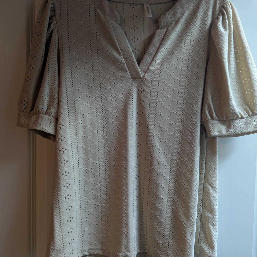 Elegant Cream Eyelet Women's Top